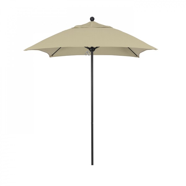 California Umbrella 6' Black Aluminum Market Patio Umbrella, Sunbrella Antique Beige 194061334089 - main